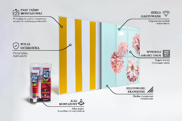 Panou sticlă bucătărie Compoziție aeriană flori