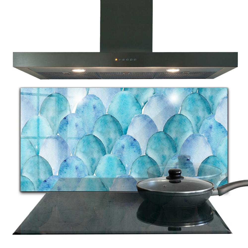 Sticlă bucătărie Acuarelă scale model albastru