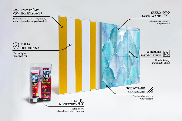 Sticlă bucătărie Acuarelă scale model albastru