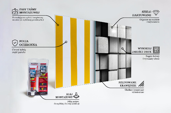 Sticlă bucătărie Cuburi monocrome