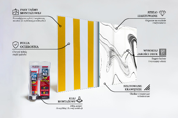 Sticlă bucătărie Marmură albă linii negre