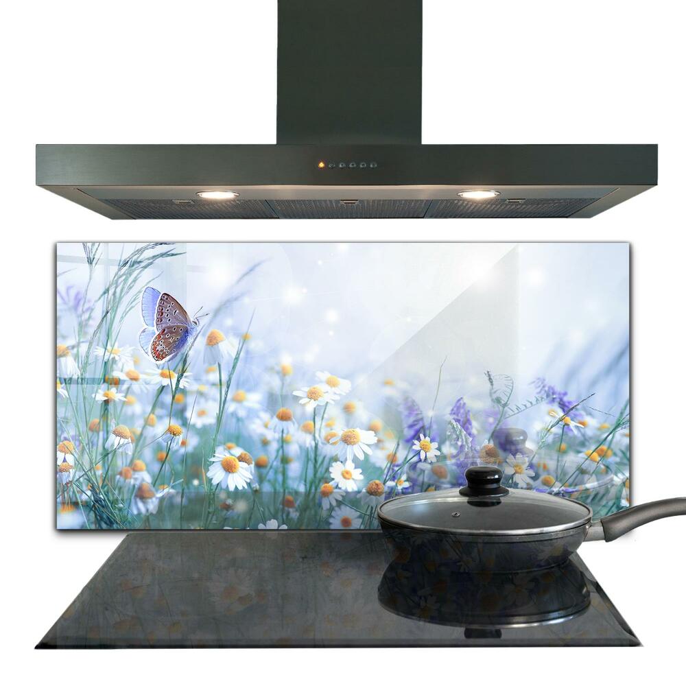Panou sticlă bucătărie Floare de fluture de luncă de vară