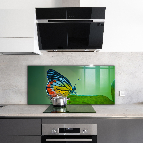 Sticlă bucătărie Fluture sprijinit pe o frunză