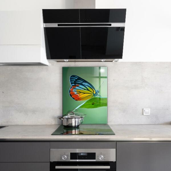 Sticlă bucătărie Fluture sprijinit pe o frunză