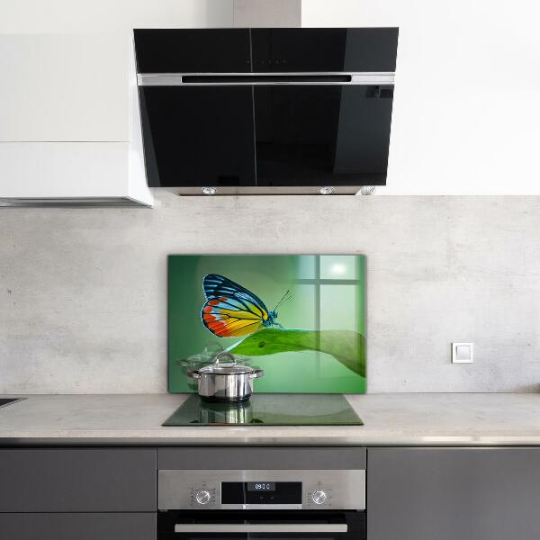 Sticlă bucătărie Fluture sprijinit pe o frunză
