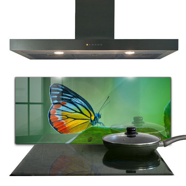 Sticlă bucătărie Fluture sprijinit pe o frunză