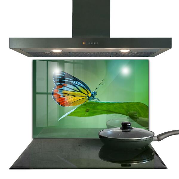 Sticlă bucătărie Fluture sprijinit pe o frunză