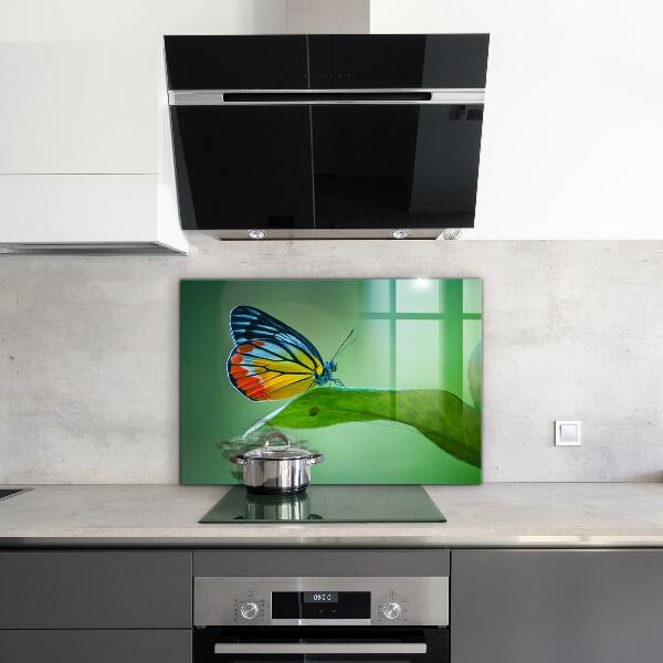 Sticlă bucătărie Fluture sprijinit pe o frunză