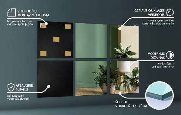 Plăci de oglindă 6 buc. 20X20 cm