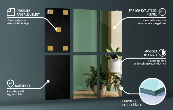 Gresie cu oglindă 6 buc. 30X16 cm