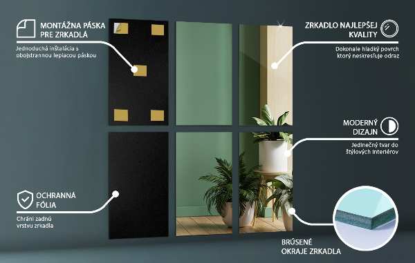 Gresie oglinda pentru perete 6 buc. 30X20 cm