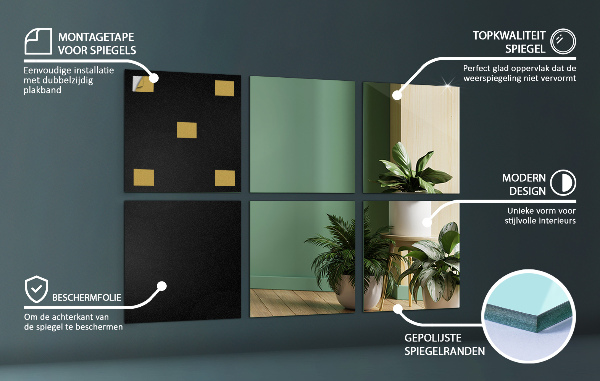 Gresie oglinda autoadeziva 6 buc. 30X30 cm