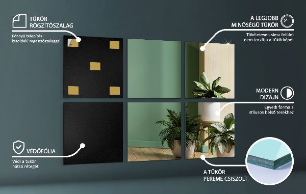 Gresie oglinda autoadeziva 6 buc. 30X30 cm