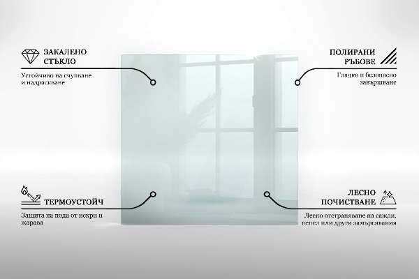 Sticlă securizată de protecție sub sobă dreptunghiulară h40 cm