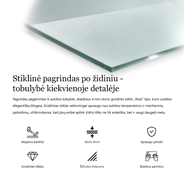 Sticlă securizată de protecție sub sobă dreptunghiulară h40 cm