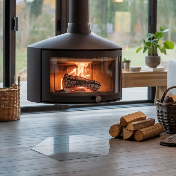 Sticlă securizată de protecție sub sobă dreptunghiulară h40 cm