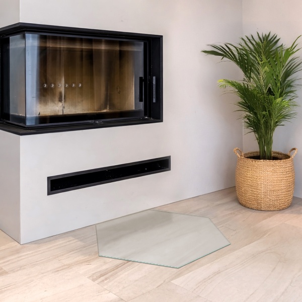 Protecție sub sobă hexagonală semitransparentă h40 cm