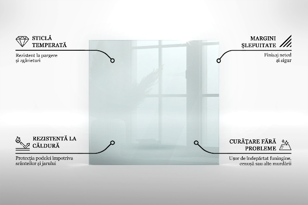 Sticlă securizată protecție sub sobă pătrat 50x50 cm