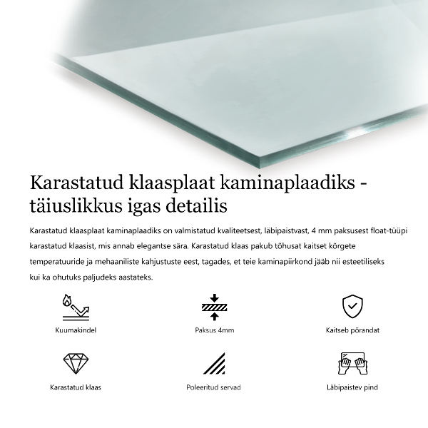 Sticlă sub șemineu pătrat 60x60 cm