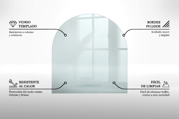 Sticlă securizată protecție sub sobă semi-oval 100x100 cm