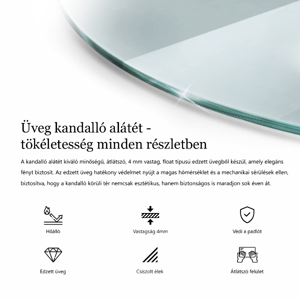 Sticlă securizată protecție sub sobă semi-oval 100x100 cm