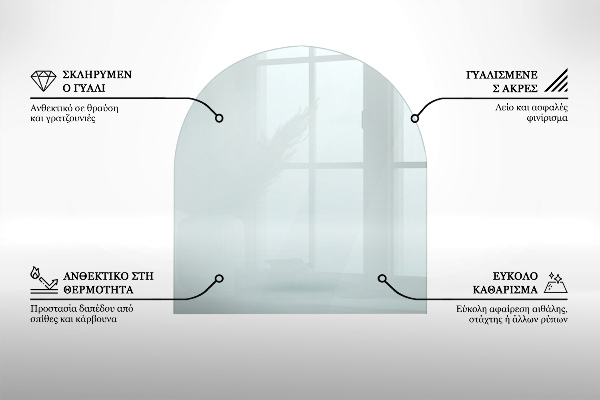 Sticlă securizată protecție sub sobă semi-oval 100x100 cm