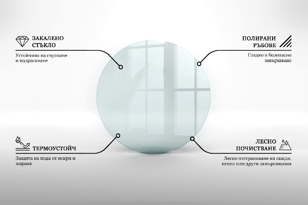 Placă de sticlă pentru șemineu circular fi100 cm