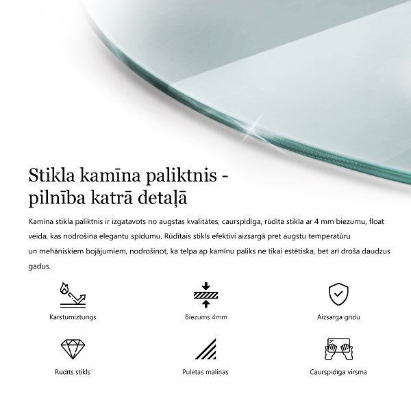 Sticlă securizată de protecție sub sobă circular fi60 cm