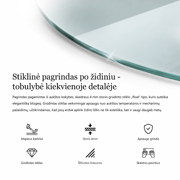 Sticlă securizată de protecție sub sobă circular fi90 cm