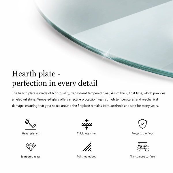 Sticlă securizată de protecție sub sobă circular fi90 cm