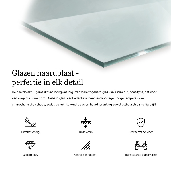 Sticlă sub șemineu dreptunghiulară 120x60 cm