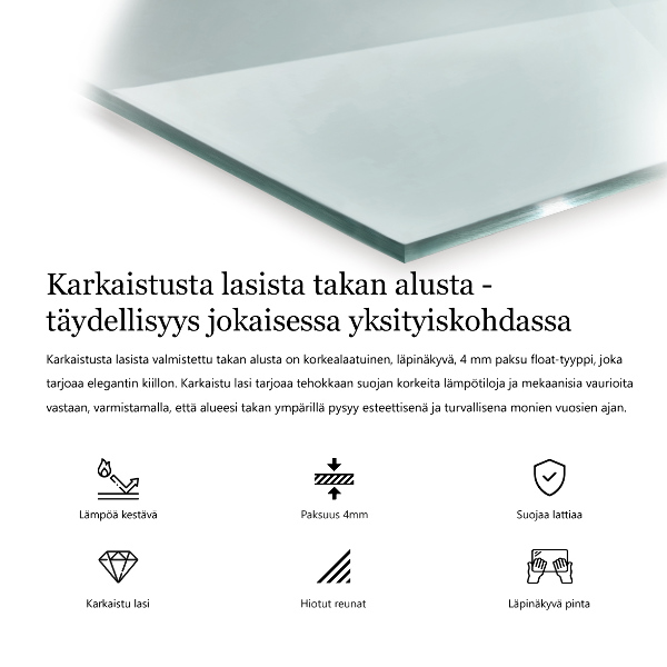 Sticlă sub șemineu dreptunghiulară 120x60 cm