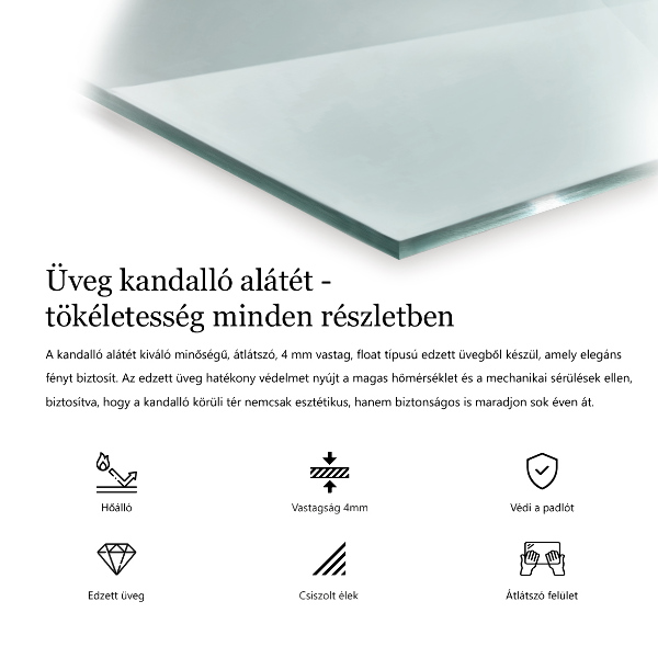 Sticlă securizată de protecție sub sobă dreptunghiulară 120x80 cm