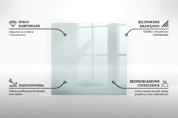 Sticlă securizată de protecție sub sobă dreptunghiulară 120x80 cm