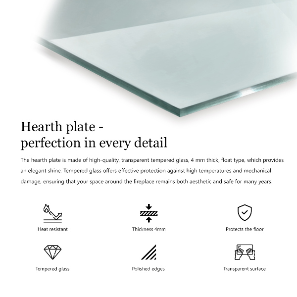 Sticlă securizată de protecție sub sobă dreptunghiulară 120x80 cm