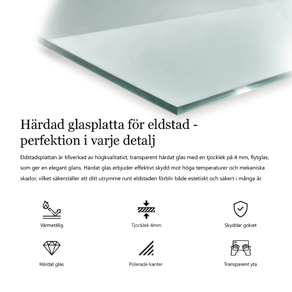 Placă de sticlă pentru șemineu dreptunghiulară 140x70 cm