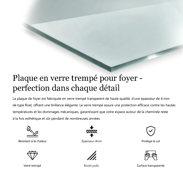 Placă de sticlă pentru șemineu dreptunghiulară 140x70 cm