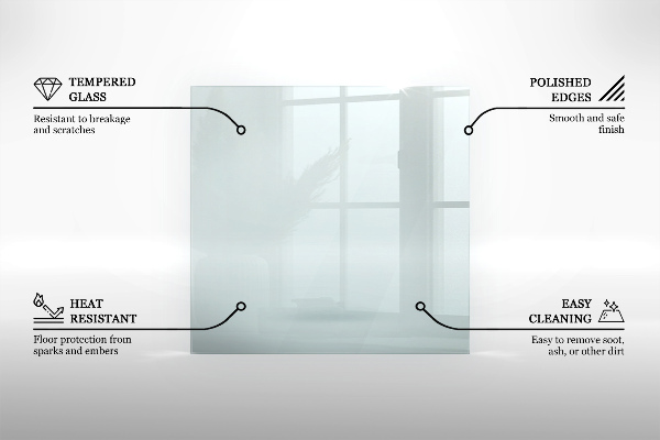 Placă de sticlă pentru șemineu dreptunghiulară 140x70 cm