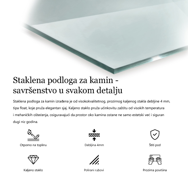 Sticlă securizată protecție sub sobă dreptunghiulară 60x40 cm