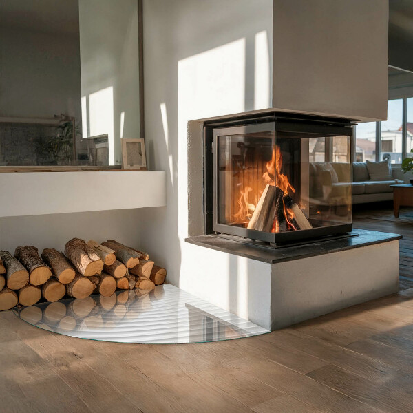 Cvartale sticlă sub șemineu Valuri de linii delicate