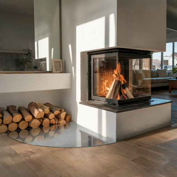 Cvartale sticlă securizată protecție sub sobă Textură de beton cu efect