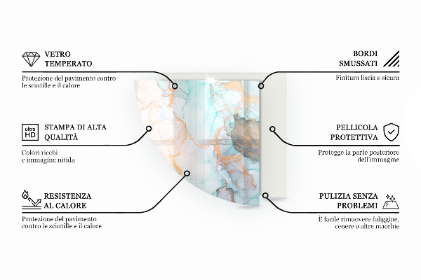 Cvartale sticlă sub șemineu Culoarea mării