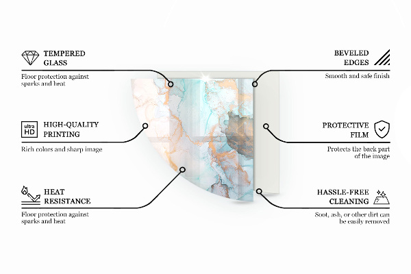 Cvartale sticlă securizată protecție sub sobă Culoare Gri-maro