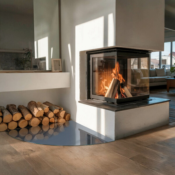 Cvartale sticlă sub șemineu Culoare Albastru închis