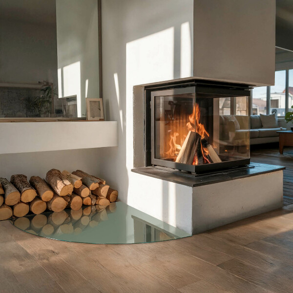 Cvartale sticlă securizată protecție sub sobă Culoare măslinie