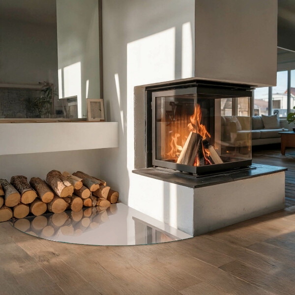 Cvartale sticlă securizată protecție sub sobă Culoare Maro deschis