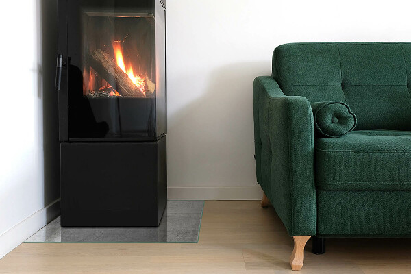 Pătrată sticlă sub șemineu Textură de beton brut