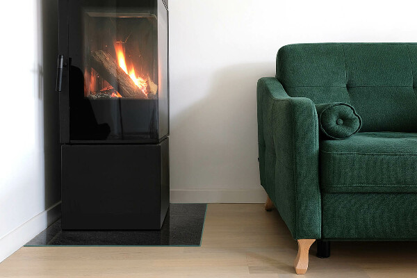 Pătrată sticlă sub șemineu Textura suprafeței pietrei