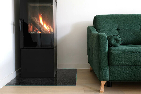 Pătrată sticlă sub șemineu Textura suprafeței pietrei