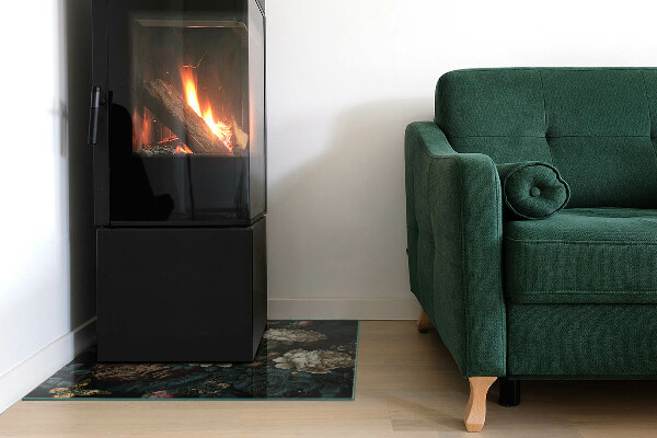 Pătrată sticlă securizată protecție sub sobă Model floral cu fluturi